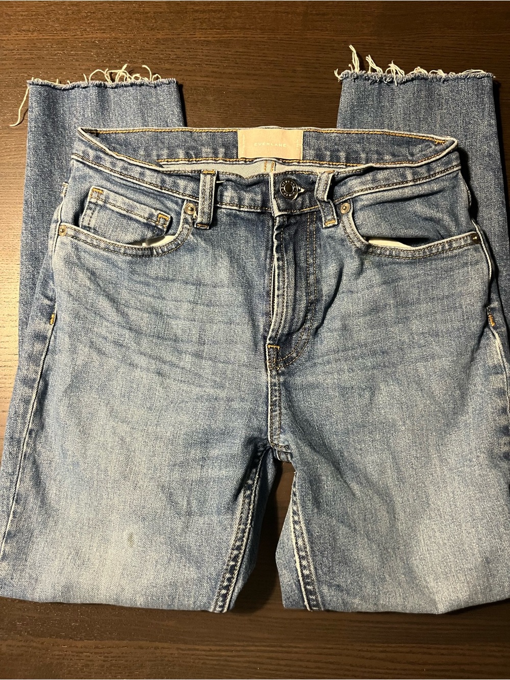 Everlane Cheeky Ankle Jeans Size 26 Light Wash Raw Hem